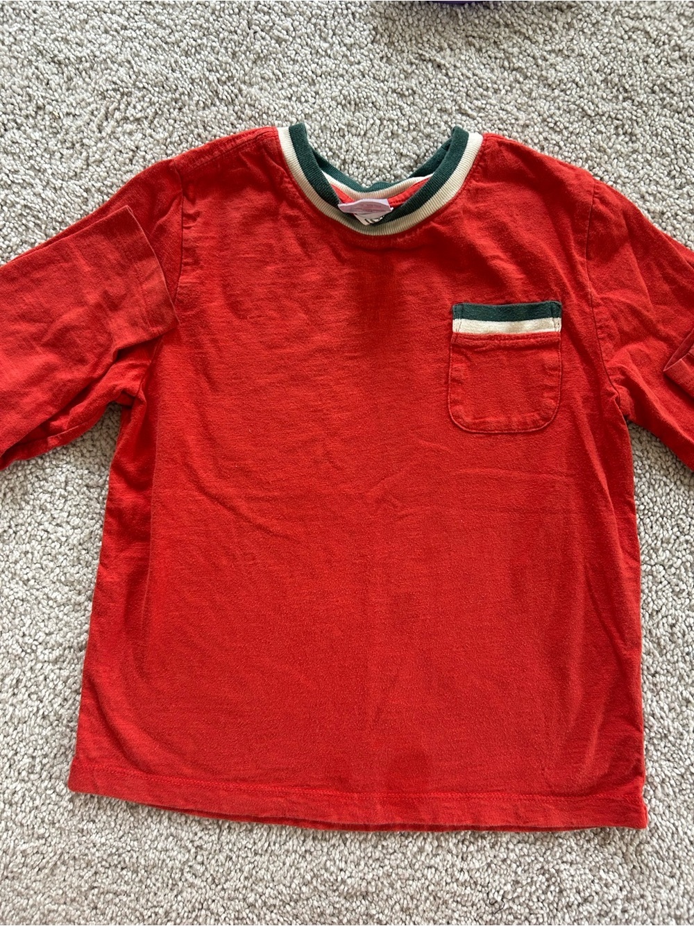 Hanna Andersson Red Long-Sleeve Tee with Contrast Trim